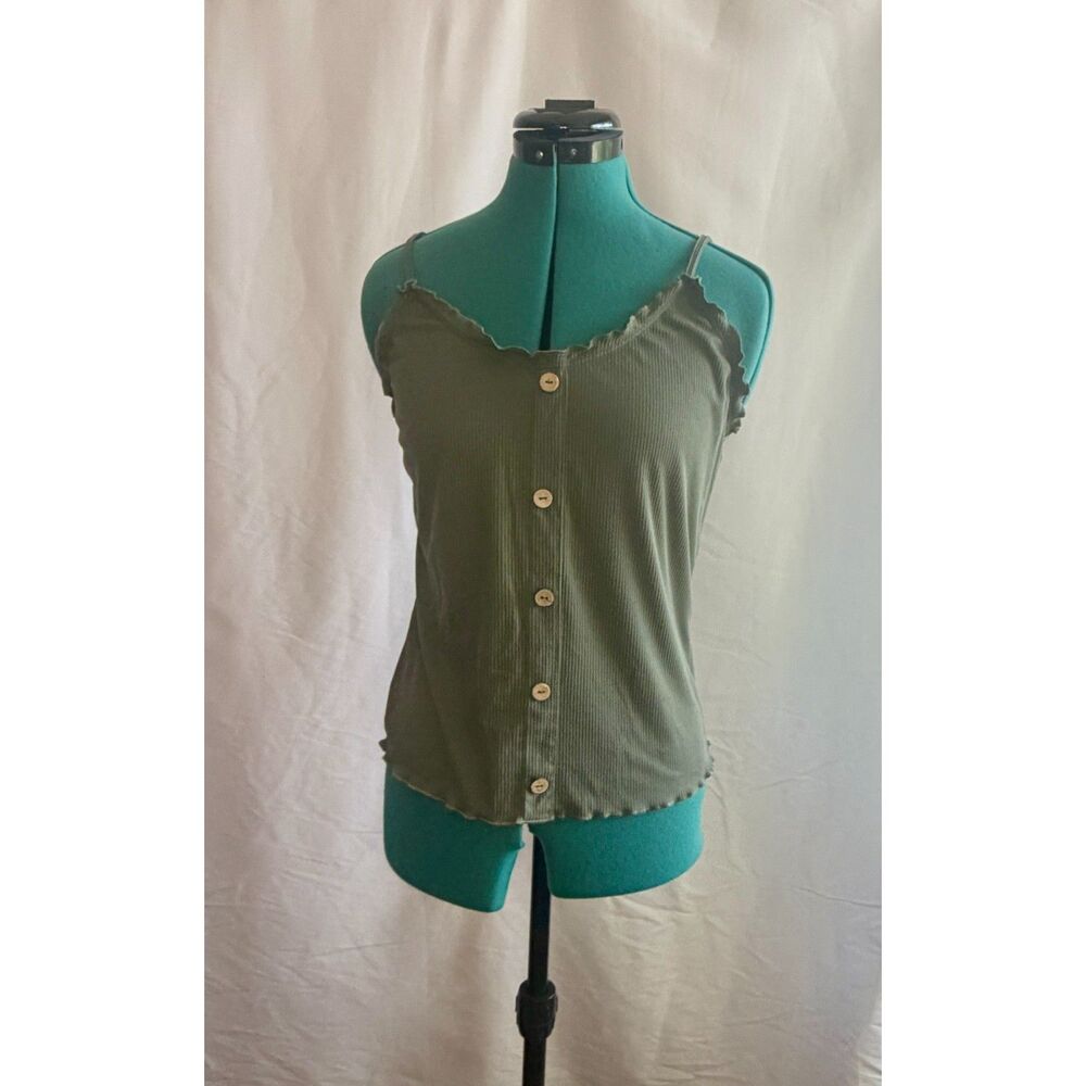 No Boundaries olive green spaghetti strap top. Size large